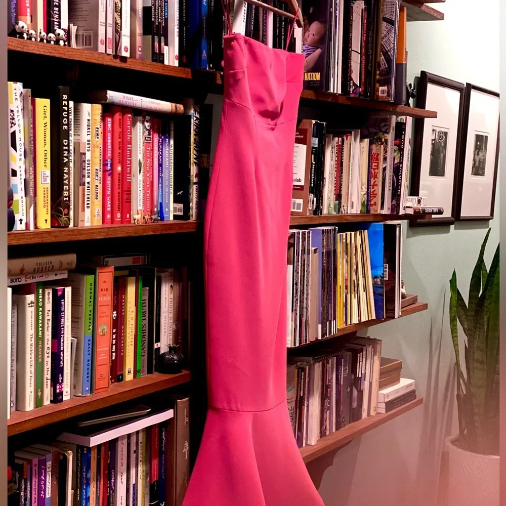 Cinq a Sept Luna dress. Strapless Gown. Hot Pink - Picture 2 of 6